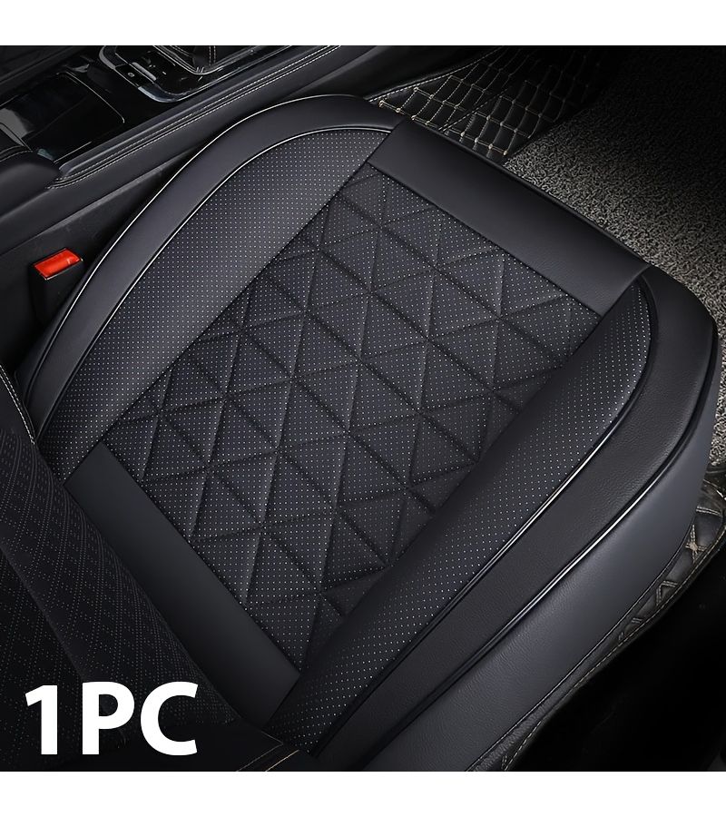 1 Luxury Faux Leather Car Seat Cover with Diamond Stitching Waterproof Breathable Anti Slip Scratch Resistant Front Cushion for Cars SUVs Trucks Brown - Image 1