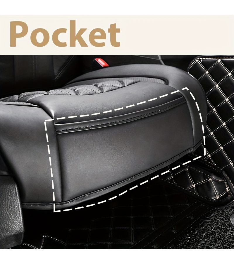 1 Luxury Faux Leather Car Seat Cover with Diamond Stitching Waterproof Breathable Anti Slip Scratch Resistant Front Cushion for Cars SUVs Trucks Brown - Image 5