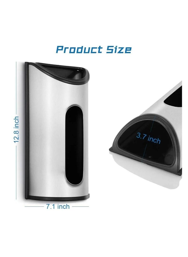 SYOSI Bags holder-Stainless Steel Wall Mount Grocery Bag Dispenser, Bags Storage for Plastic bag,Anti-Fingerprints, Silver… - Image 3