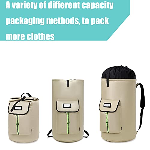 SUOVOCK laundry bag backpack,extra-large heavy duty laundry bags,laundry backpack for college students,drawstring closure (Khaki laundry bag) - Image 4