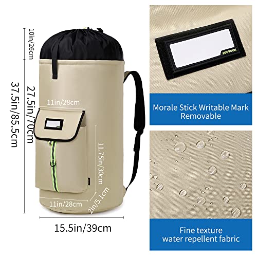 SUOVOCK laundry bag backpack,extra-large heavy duty laundry bags,laundry backpack for college students,drawstring closure (Khaki laundry bag) - Image 2