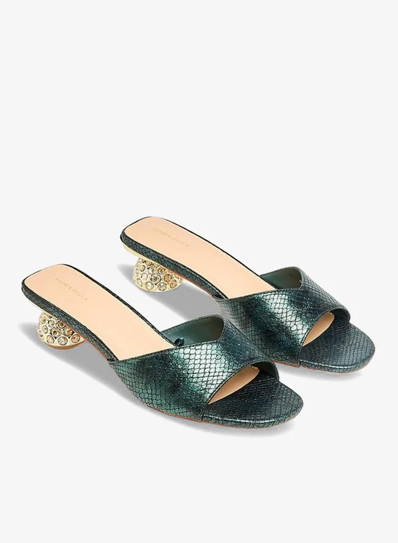 Flora Bella By Shoexpress GREEN Flora Bella Women Embellished Heel Sandals Ramadan Collection for Women | Best Price UAE