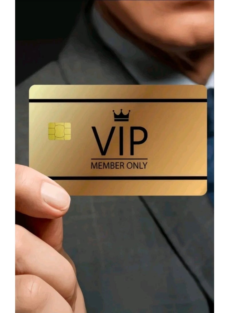 Shein 2pc Black & Gold VIP Credit Card Decorative Sticker, PVC Material, Creative Personalized Ultra-Thin Cool Anti-Fingerprint Durable Credit Card Protector, High Quality, Scratch-Resistant, Unisex - Image 5