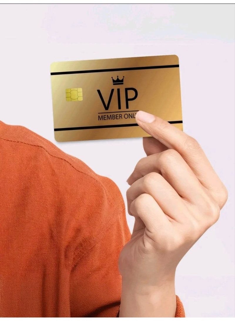 Shein 2pc Black & Gold VIP Credit Card Decorative Sticker, PVC Material, Creative Personalized Ultra-Thin Cool Anti-Fingerprint Durable Credit Card Protector, High Quality, Scratch-Resistant, Unisex - Image 4