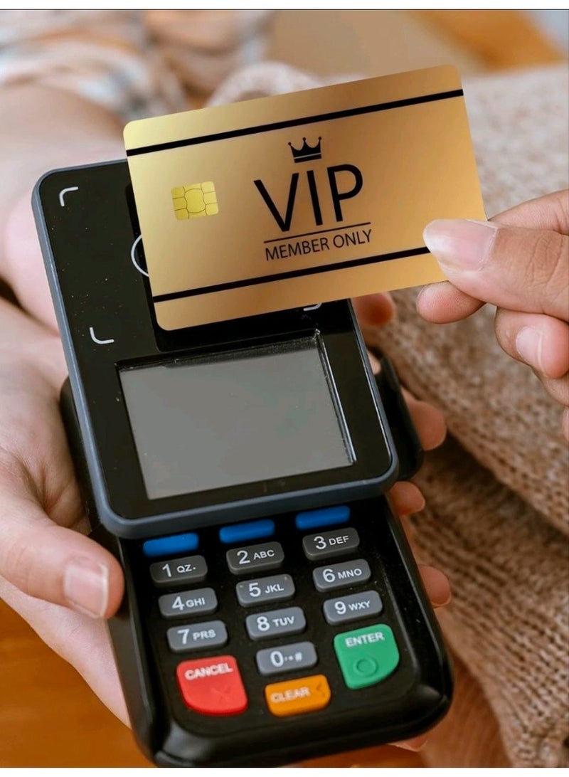 Shein 2pc Black & Gold VIP Credit Card Decorative Sticker, PVC Material, Creative Personalized Ultra-Thin Cool Anti-Fingerprint Durable Credit Card Protector, High Quality, Scratch-Resistant, Unisex - Image 2