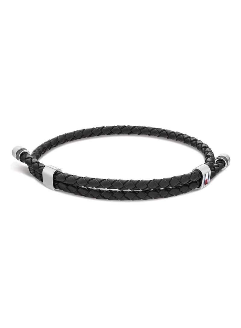 تومي هيلفيغر Tommy Hilfiger Men's Black Leather Bracelet - 2790224