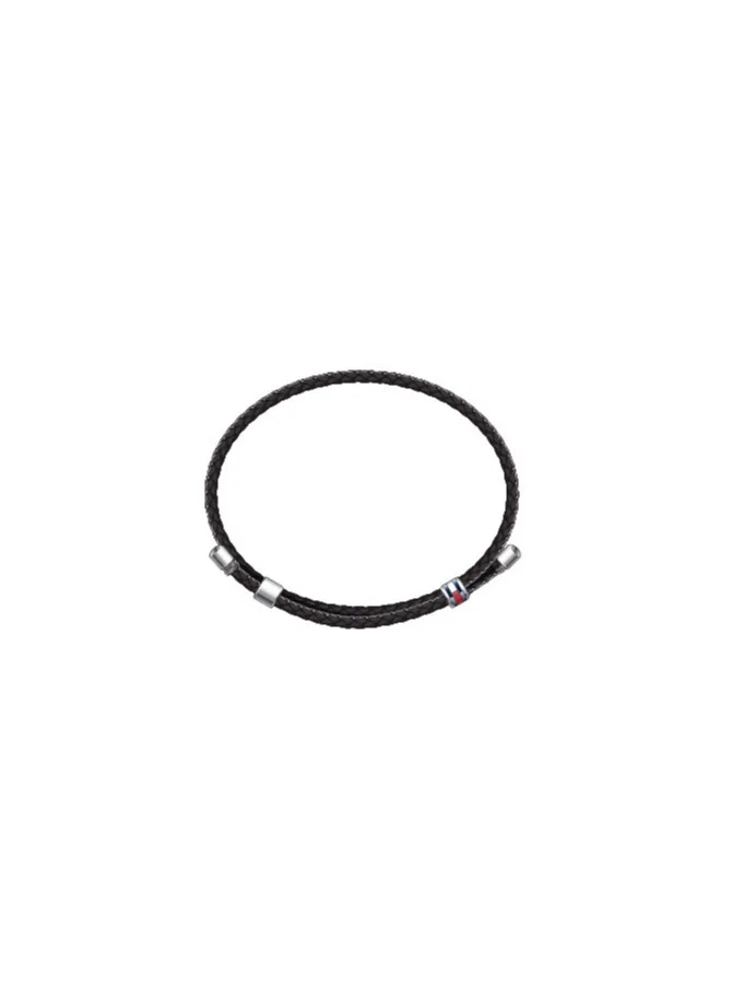 تومي هيلفيغر Tommy Hilfiger Men's Black Leather Bracelet - 2790224