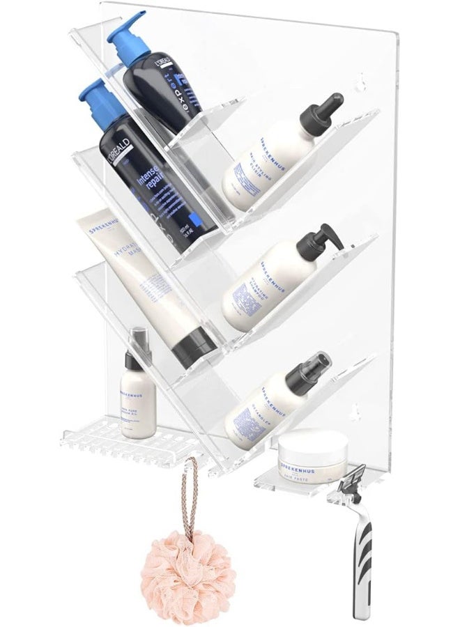 TPGP Acrylic Shower Caddy Organizer for Bathroom, Clear Shampoo Holder Organizer Shelf Wall Mounted, No Drilling and Rustproof, Sturdy and Durable - Image 1