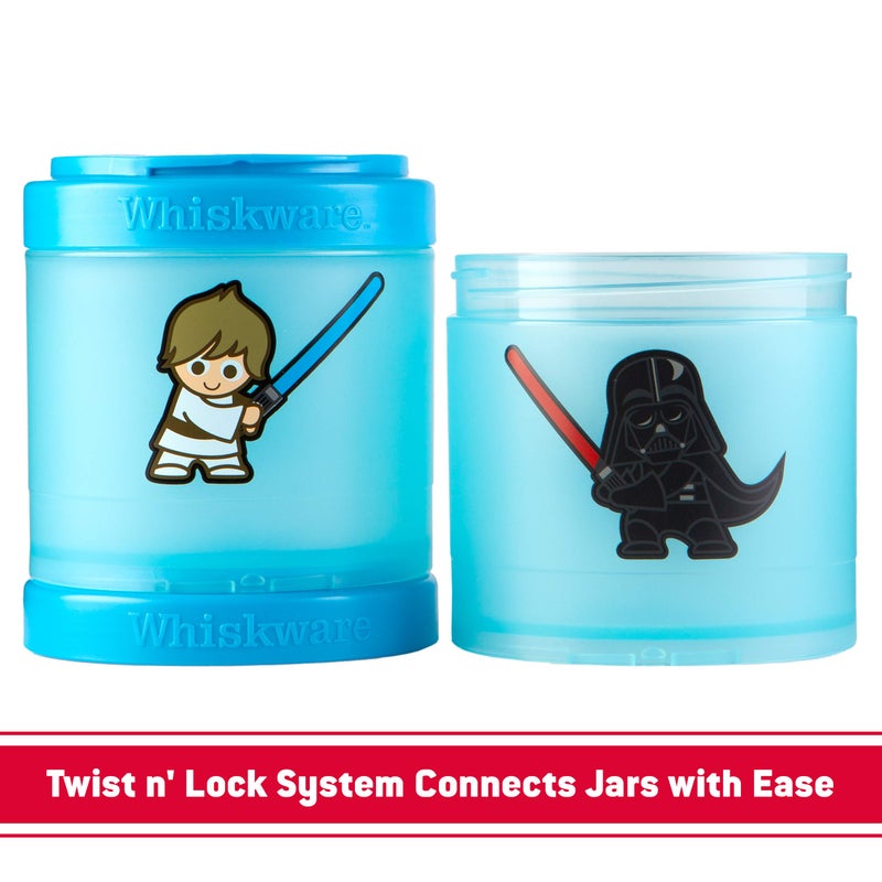 Whiskware Star Wars Stackable Snack Containers for Kids and Toddlers, 3 Stackable Snack Cups for School or Travel, Baby Yoda Grogu and the Mandalorian Helmet - Image 3
