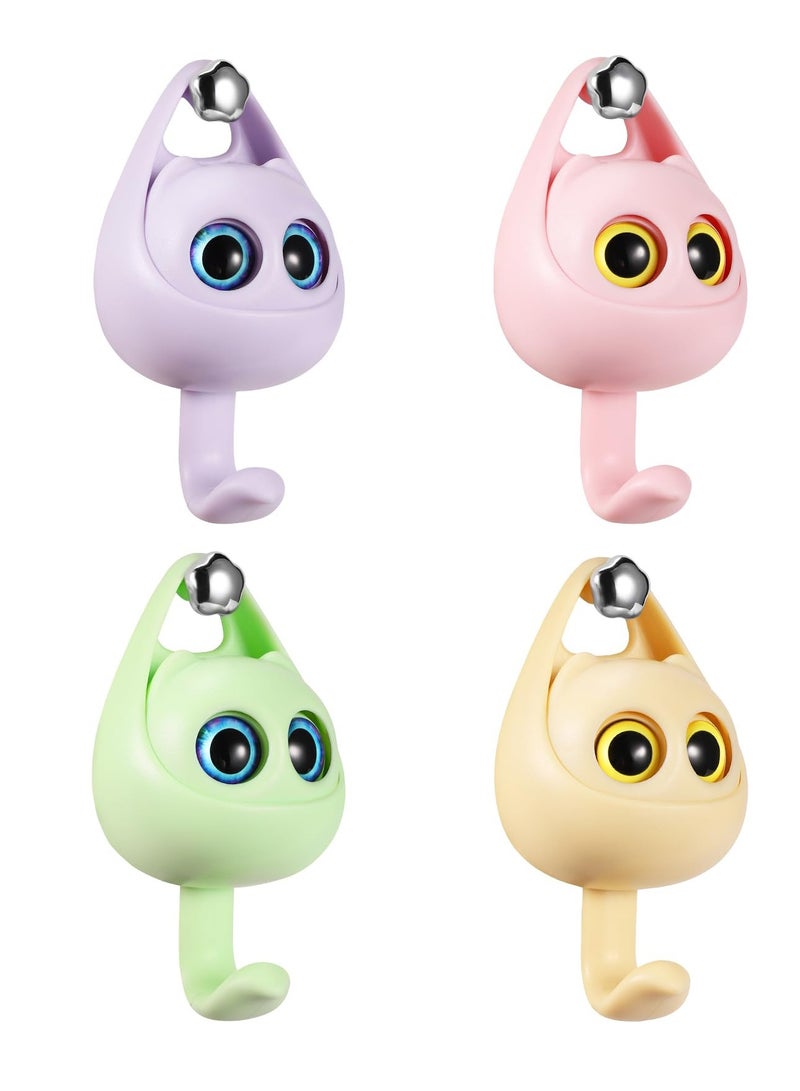 SYOSI Creative Winking Cat Adhesive Coat Hook, 4Pcs - Cute Multifunctional Cat Hooks for Hanging Towels, Hats, Coats, Bags, Belts, Keys - Wall Hanging Decorations, Carry Up to 5.5 LBS(4 Color)  - Image 1