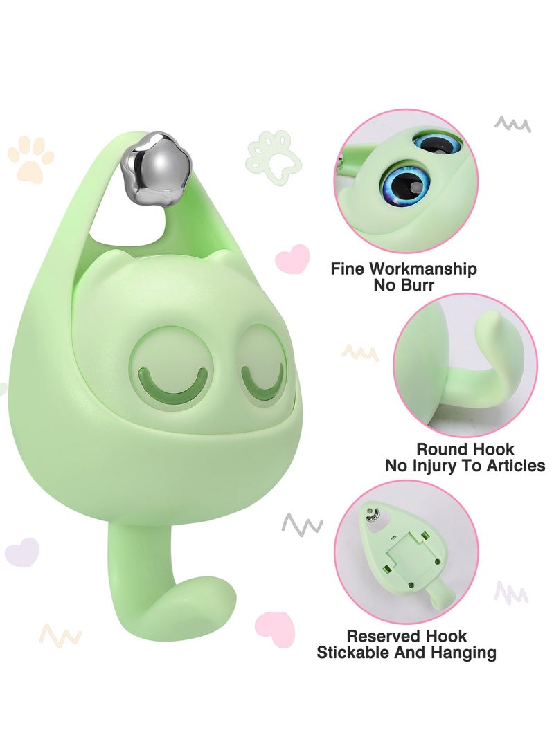 SYOSI Creative Winking Cat Adhesive Coat Hook, 4Pcs - Cute Multifunctional Cat Hooks for Hanging Towels, Hats, Coats, Bags, Belts, Keys - Wall Hanging Decorations, Carry Up to 5.5 LBS(4 Color)  - Image 4
