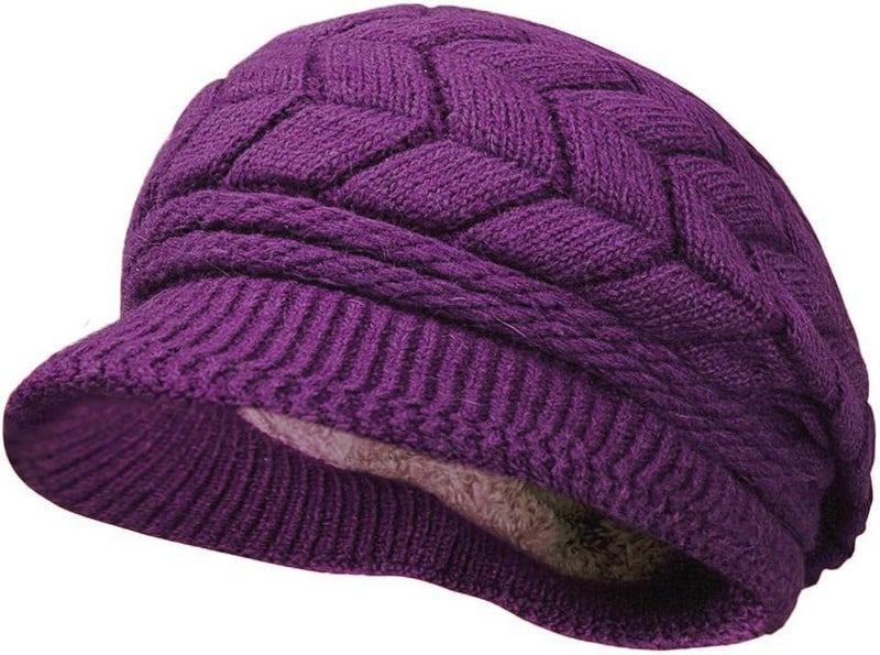 HINDAWI Women Winter Warm Knit Hat Wool Snow Ski Caps with Visor - Image 2