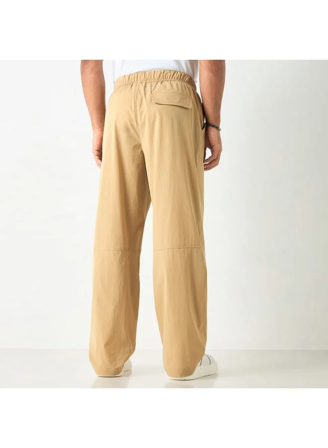 STARTER Starter Solid Flexi Waist Trousers with Drawstring Closure and Pockets