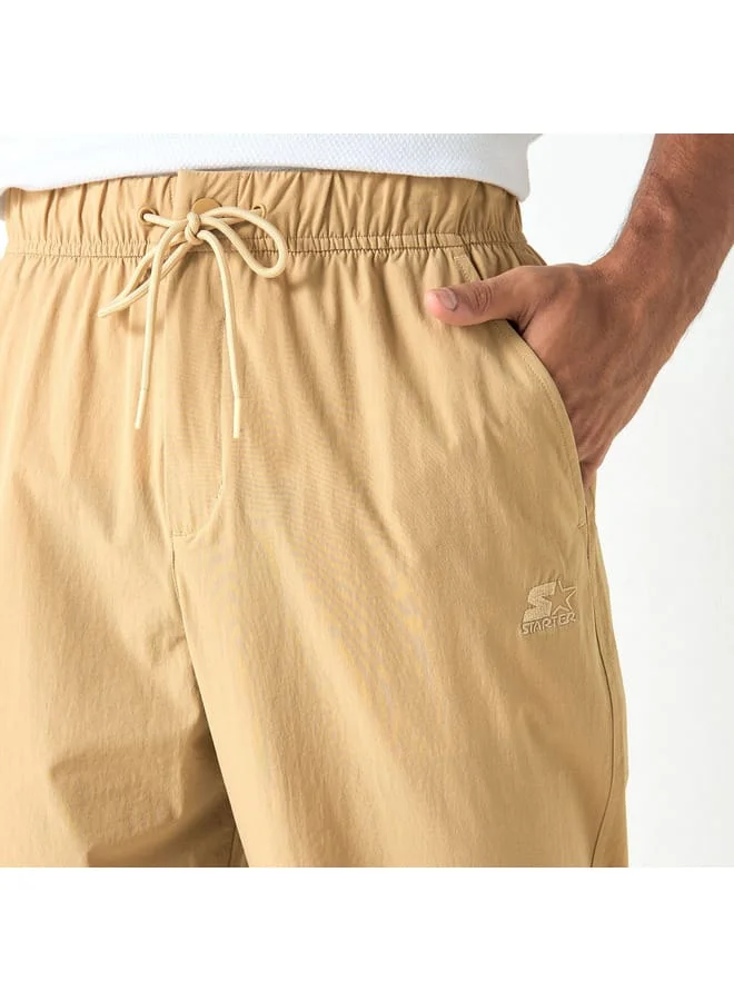 STARTER Starter Solid Flexi Waist Trousers with Drawstring Closure and Pockets
