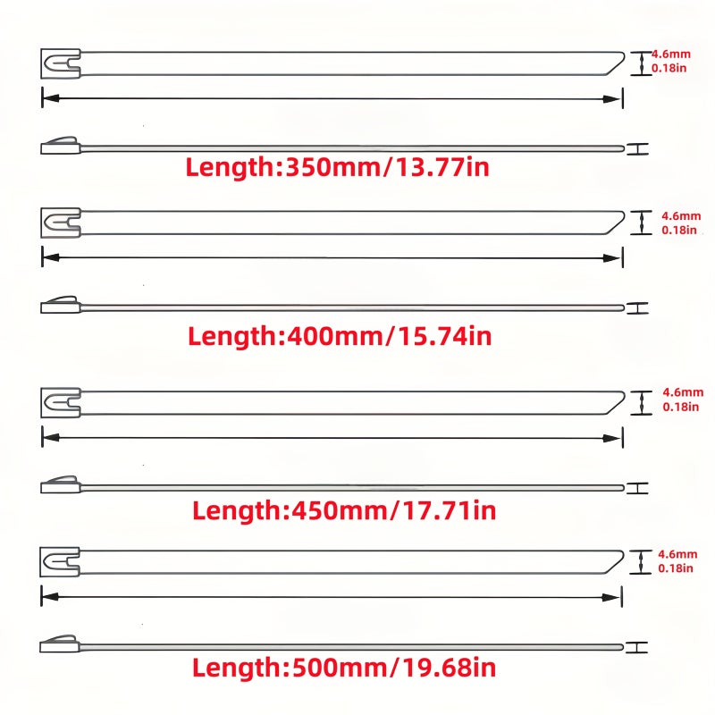50 25pcs Extra Heavy Duty Extra Long 4.6mm Wide 800mm 31.49in Assorted Sizes Self Locking Stainless Steel Cable Ties Corrosion Resistant UV Resistant Ideal For Outdoor Use Boats Indoors And Outdoors - Image 4