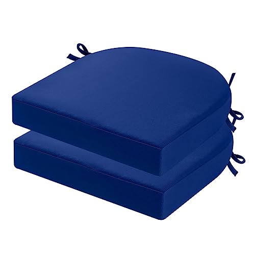 idee-home ideehome Outdoor Chair Cushions Set of 2 Thick 19 x 19 x 3 Outdoor Seat Cushions Patio Furniture Waterproof with Ties Dining Pads - Image 1