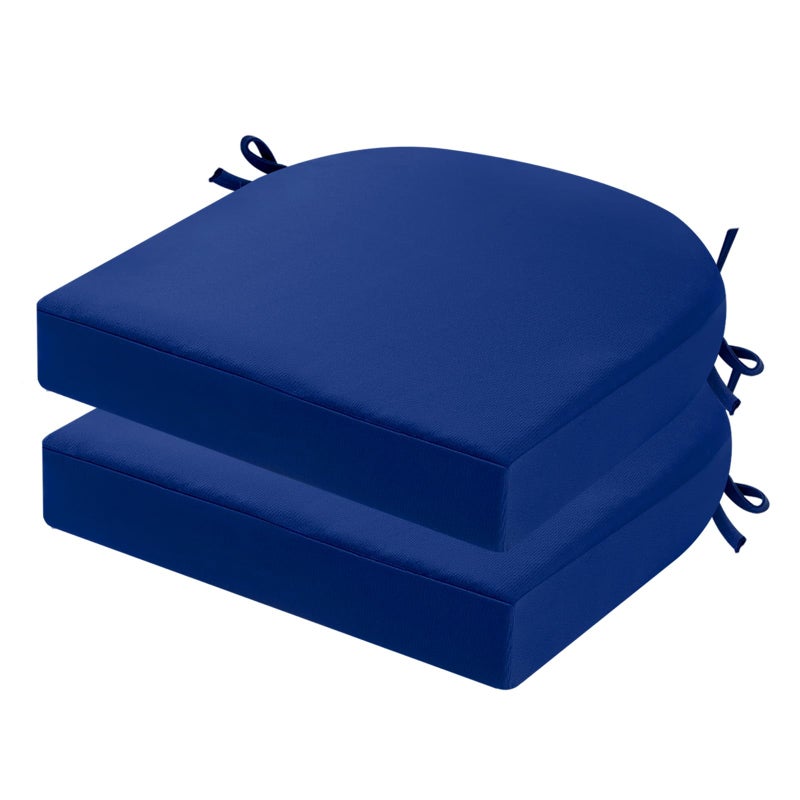 idee-home ideehome Outdoor Chair Cushions Set of 2 Thick 19 x 19 x 3 Outdoor Seat Cushions Patio Furniture Waterproof with Ties Dining Pads - Image 2