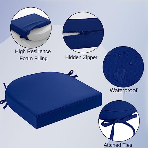 idee-home ideehome Outdoor Chair Cushions Set of 2 Thick 19 x 19 x 3 Outdoor Seat Cushions Patio Furniture Waterproof with Ties Dining Pads - Image 3