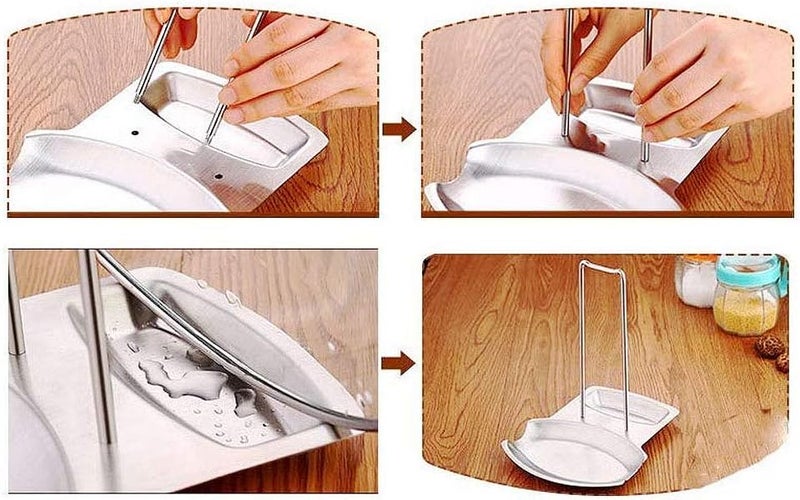 ETCBUYS Stainless Steel Spoon and Lid Rest Stand Holder Kitchen Utensil Heat-resistant Home Appliance Stand Holder Durable Kitchen Accessory - Image 4