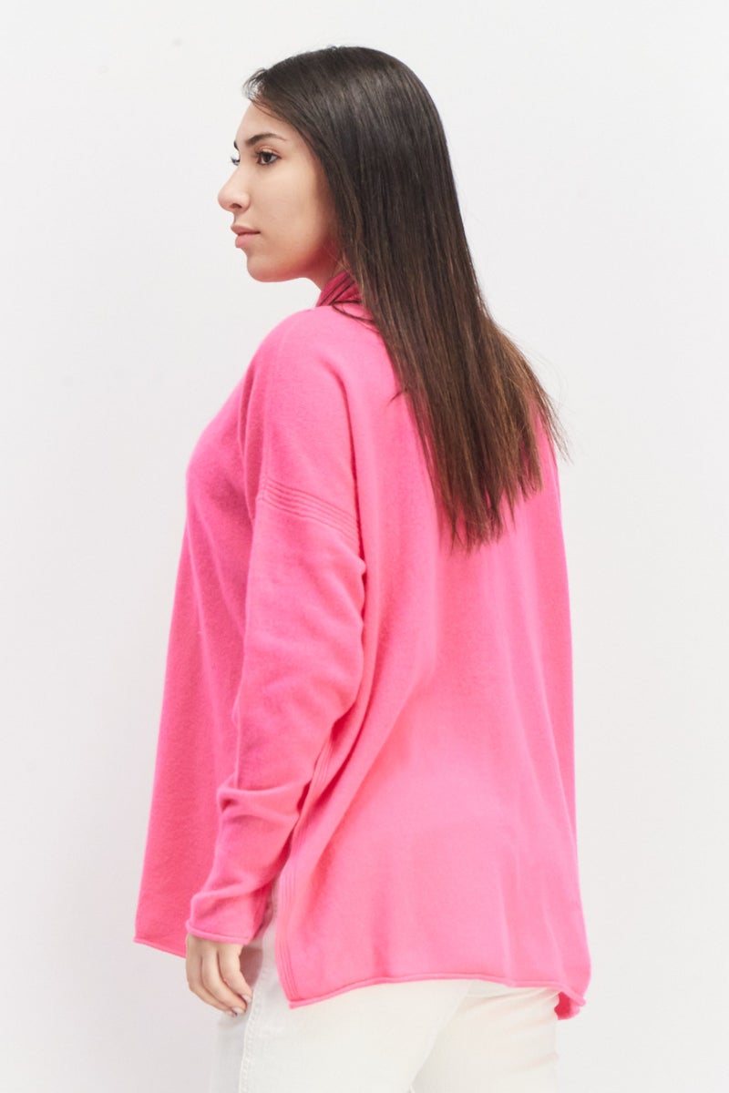 French Connection Women Mock Neck Long Sleeve Textured Sweaters, Pink - Image 3