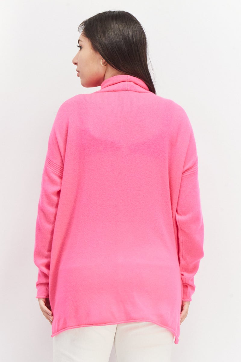 French Connection Women Mock Neck Long Sleeve Textured Sweaters, Pink - Image 2