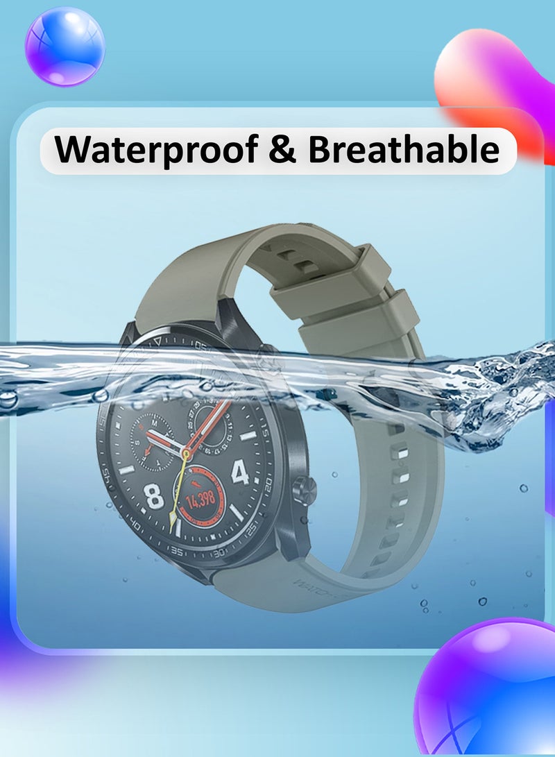 CATANES (For Huawei GT Series) 22mm Silicone Straps Watch Band Strap for Huawei GT3 / Huawei GT3 pro/Huawei GT/Huawei GT 2 (46mm) Watch Band/Huawei Watch GT2 Pro Strap/Samsung Galaxy Watch 46mm / Galaxy Watch 3 45mm - Grey - Image 3