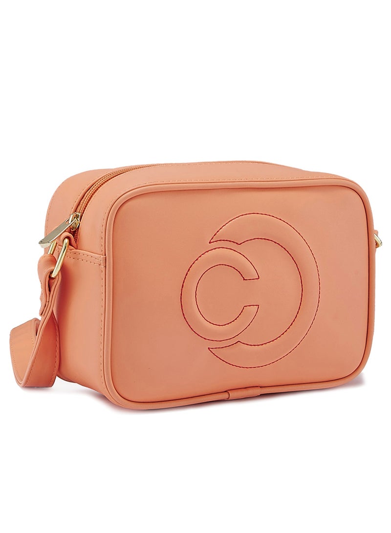 كابريسي دورا حقيبة متوسطة الحجم من الجلد الصناعي المرجاني الصلب - Image 4