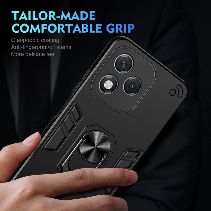 BURAQ Case Cover For Honor 400 Lite Global Shockproof Metal Ring Holder Phone Case(Black) - Image 5