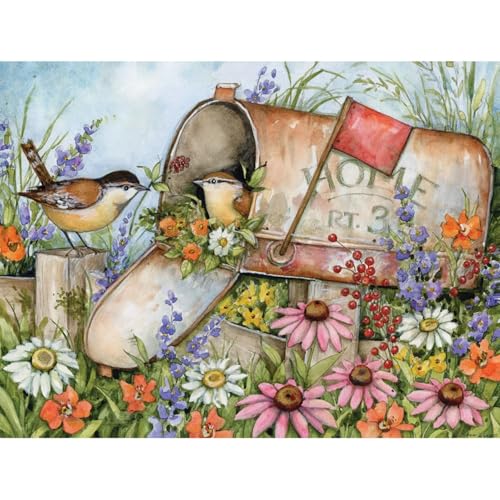 Bits and Pieces 300 Piece Puzzles for Adults Mailbox in Field with Birds 300 Large Pieces 18 x 24 Jigsaw Puzzles Country Rustic Flowers No 2 Pieces Alike - Image 5