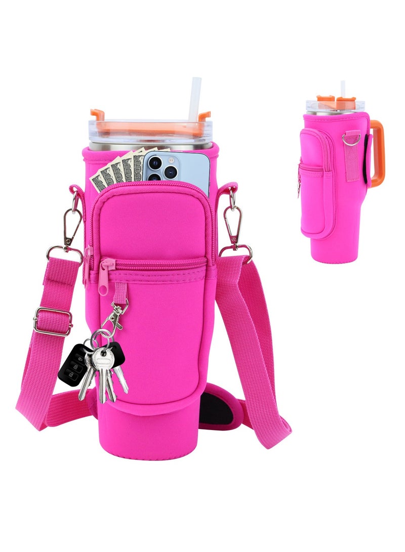 Water Bottle Carrier Bag for Stanley 40oz Tumbler, Water Bottle Holder with Pouch, Adjustable Strap and Sleeves for Accessories,Stanley Cup Accessorie - Image 1