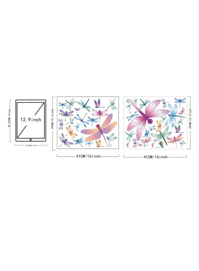 SUPERDANT 47 Pieces Dragonfly Wall Sticker Watercolor Dragonfly Vinyl Wall Decals Insect Decor DIY Ornament Party Kidgarden Wall Stickers Art Decor Decals for Girls Bedroom Wall Decals - Image 2