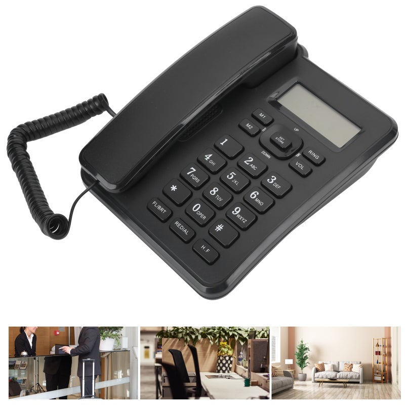 Corded Desk Phone: 5 Level Adjustable LCD Brightness, 16 Selectable Ringtones - Support DTMF & FSK Caller ID Display, Fixed Telephone for Home Office Small Business - Image 1
