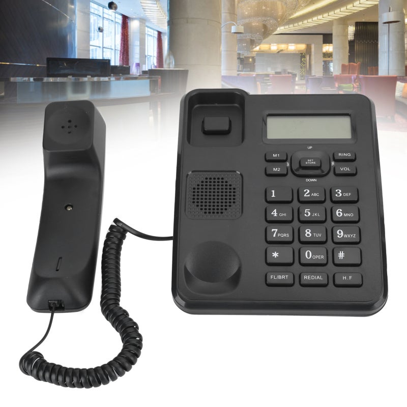Corded Desk Phone: 5 Level Adjustable LCD Brightness, 16 Selectable Ringtones - Support DTMF & FSK Caller ID Display, Fixed Telephone for Home Office Small Business - Image 5