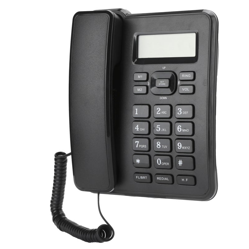 Corded Desk Phone: 5 Level Adjustable LCD Brightness, 16 Selectable Ringtones - Support DTMF & FSK Caller ID Display, Fixed Telephone for Home Office Small Business - Image 2