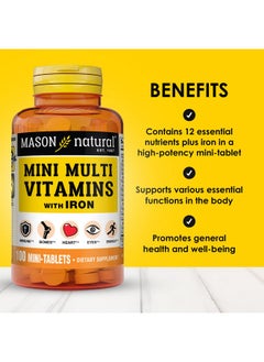 MASON NATURAL Daily Mini Multi Vitamins with Iron, Vitamins A, C, D, E, B1, B2, B3, B6, B12, Folate & Calcium, 100 Day Supply - pzsku/Z1311473C307B33278BCFZ/45/_/1740202485/eb8adff6-b589-4799-8107-e27e5c1a3960