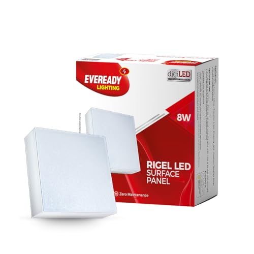 Eveready 8W LED Rigel Surface Panel | Rimless Design | Square Shape | Energy Efficient | High Luminous Output | 4kV Surge Protection | 6500K Daylight | Made in India & BIS Approved | Pack of 1 - Image 1