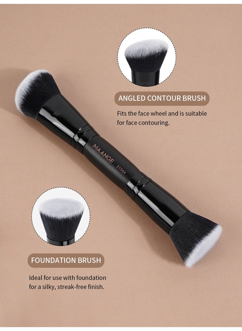 MAANGE Double-ended Foundation, Loose Powder & Contouring Makeup Brushes,Multi- functional Soft Bristle Beauty Tool(2Pcs, Black) - Image 4