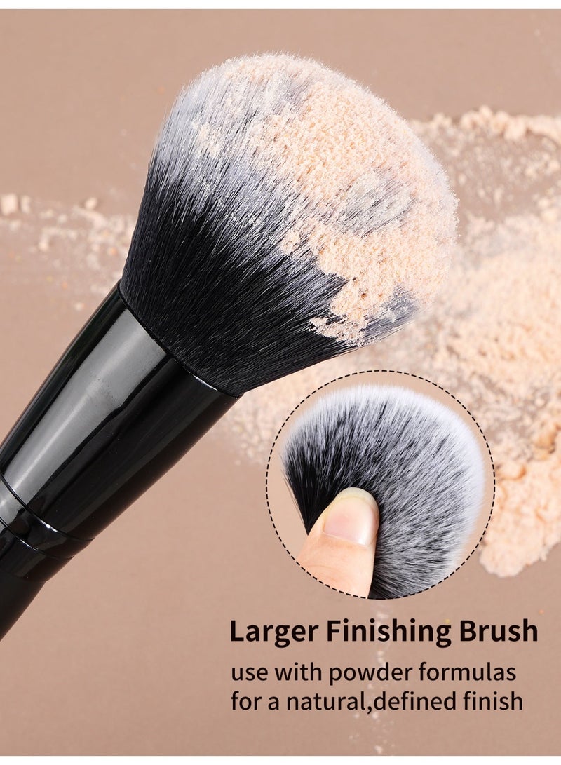 MAANGE Double-ended Foundation, Loose Powder & Contouring Makeup Brushes,Multi- functional Soft Bristle Beauty Tool(2Pcs, Black) - Image 5