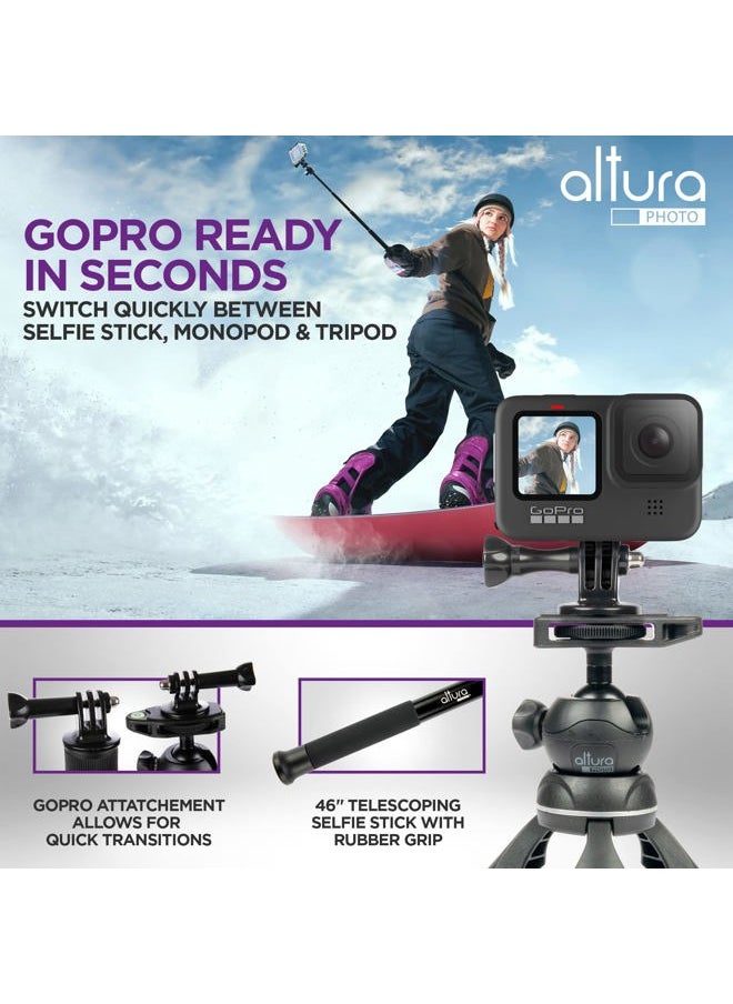 Altura Photo Phone Tripod 55" - Works as GoPro Selfie Stick & Camera Monopod - Cellphone & iPhone Stand with 360 Rotating Head and Carrying Case, Great for Travel  - Image 4