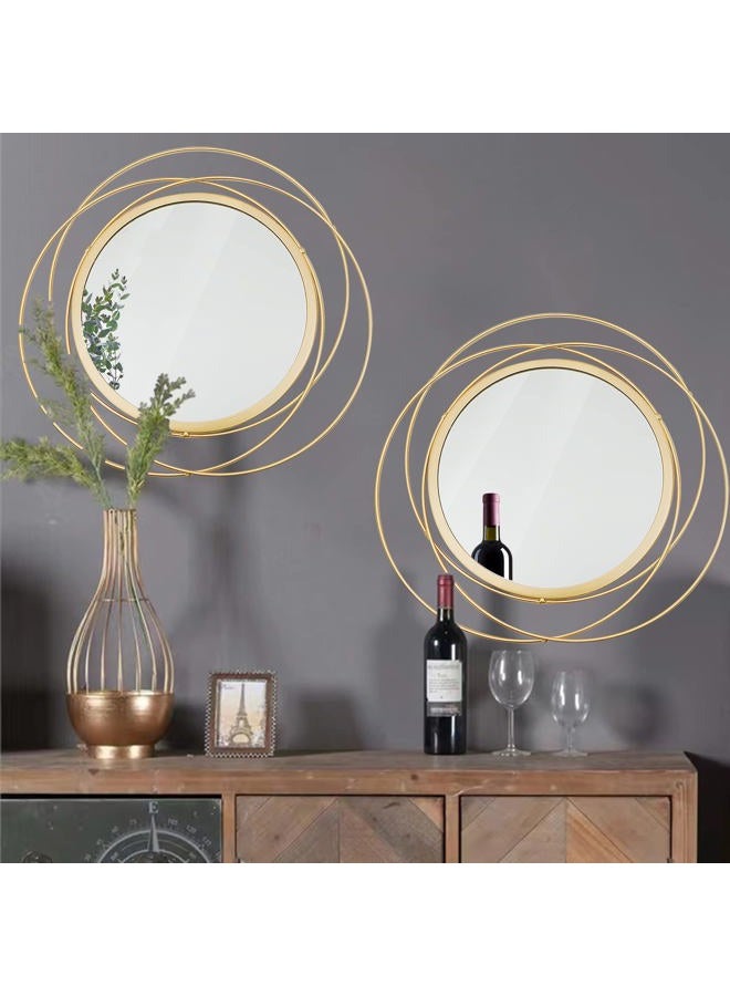 Cityelf Gold Circle Mirrors Set of 2 16 Inch Home Wall Decor Iron Frame Hanging Mirror for Living Room Bedroom Bathroom Entryway (Medium Size 16 Inch, Circles) - Image 1