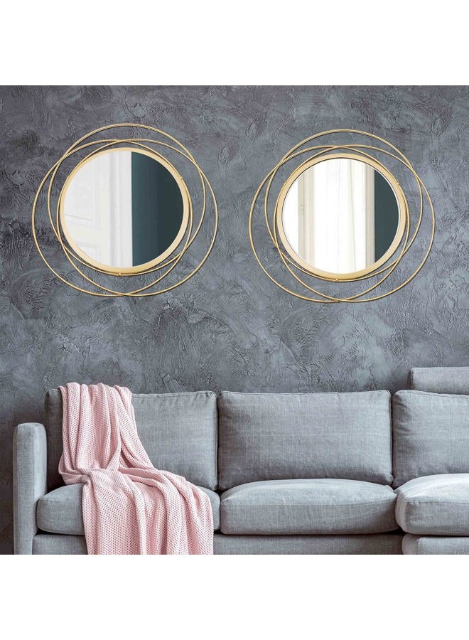 Cityelf Gold Circle Mirrors Set of 2 16 Inch Home Wall Decor Iron Frame Hanging Mirror for Living Room Bedroom Bathroom Entryway (Medium Size 16 Inch, Circles) - Image 3