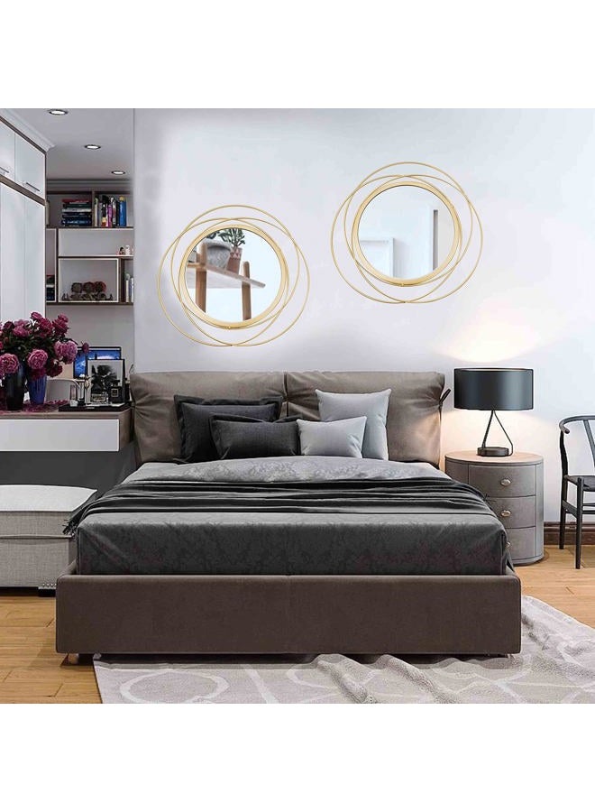 Cityelf Gold Circle Mirrors Set of 2 16 Inch Home Wall Decor Iron Frame Hanging Mirror for Living Room Bedroom Bathroom Entryway (Medium Size 16 Inch, Circles) - Image 4