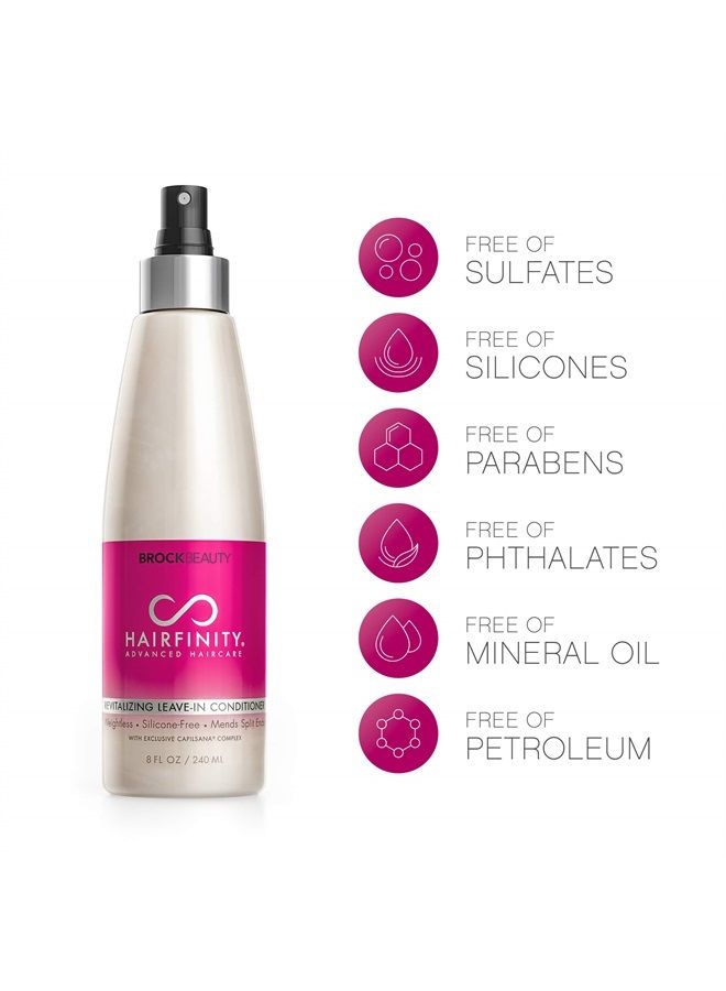 HAIRFINITY Revitalizing Leave In Conditioner - Biotin Growth Treatment for Dry, Damaged Hair and Scalp - Silicone Free Heat Protection Formula Mends Split Ends with Quinoa and Jojoba Oil 8 oz - Image 1