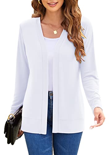 Hount Womens Cardigan Lightweight Dressy Sweater Cardigans Long Sleeve Open Front Knit Cardigan (X-Large, White) - Image 1