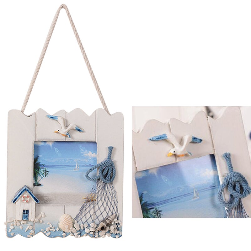 2pcs Modern DIY Photo Frames Romantic Sea Mediterranean Style Wall Hanging Door Picture Frames Home Decor Accessories ( Pattern) - Image 1