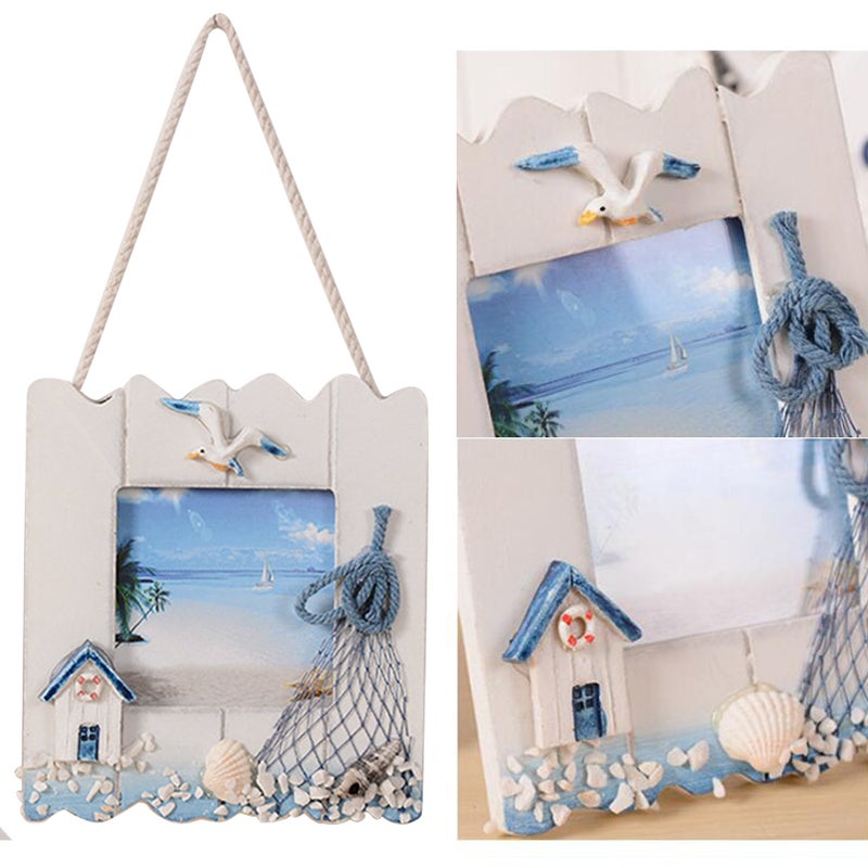 2pcs Modern DIY Photo Frames Romantic Sea Mediterranean Style Wall Hanging Door Picture Frames Home Decor Accessories ( Pattern) - Image 4
