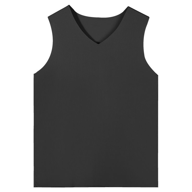 Mens Ice Silk Traceless Vest Wear Summer Thin Solid Color Base plus size Wide Shoulder Fitness Quick-drying Sweater for Boys Sapphire Blue  - Image 2