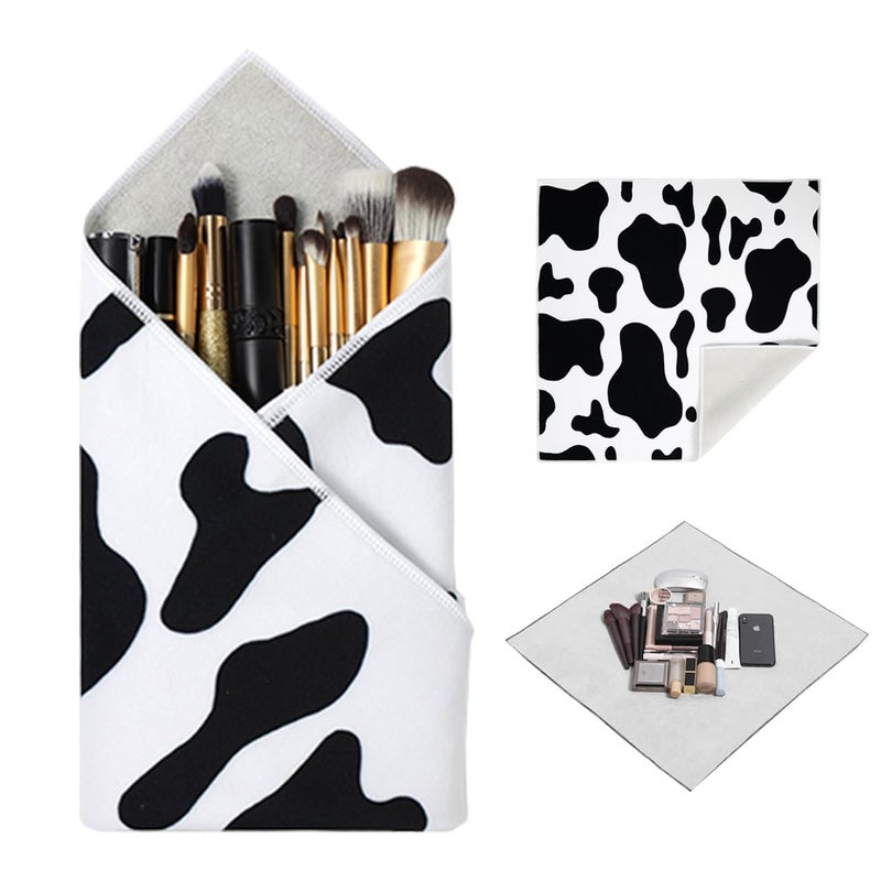 Rain House SelfAdhesive Magic Cloth Makeup Bag MultiFunctional Cosmetic Bag Portable Make up Wrap for Travel Open Lay Flat Cosmetic Pouch Storage Organizer for Skincare Makeup Accessorie Cow 5555cm - Image 2