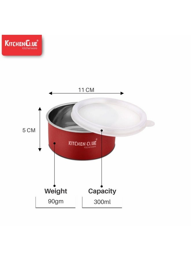 KITCHEN CLUE Stainless Steel Microwave Safe Lunch Containers For Kitchen I Red Set Of 10 Pcs, 300 ML I Steel Lunch Box For Office School I Kitchen Storage Bowls I AIRTIGHT & LEAK-PROOF (SET OF 10 PCS) - Image 2