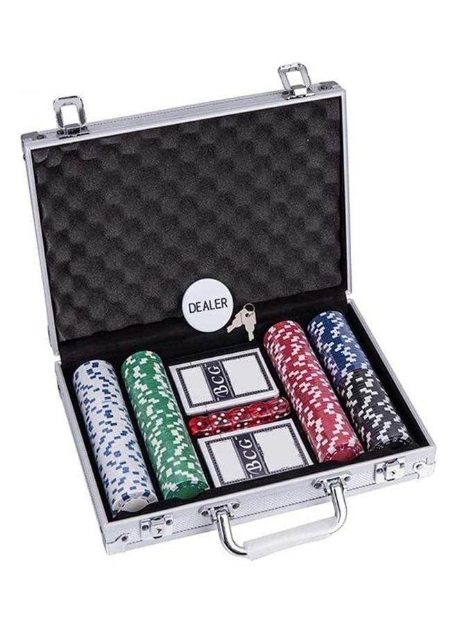 200 Pcs Blank Poker Chips Set with Aluminum Storage Case, Casino Game Accessories Kit Includes Playing Cards, Dice & Game Buttons for Family Entertainment - Image 1